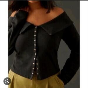 Maeve by Anthropologie Off-The-Shoulder Buttondown Top